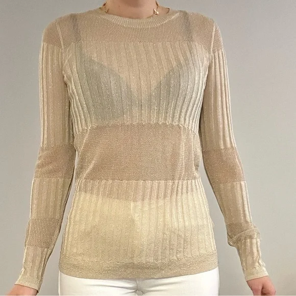 J Brand Knit Metallic Gold Top - Picture 3 of 9